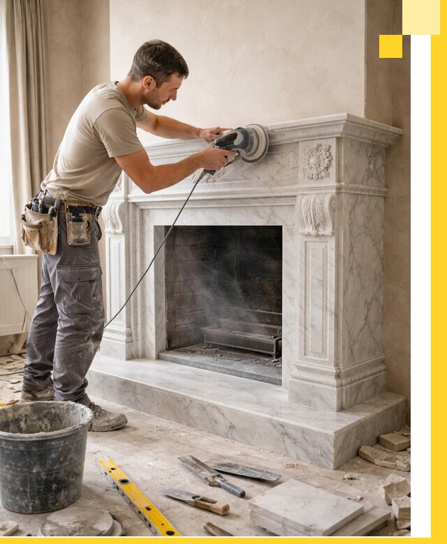 Изготовление и установка мраморных каминов в Таре под ключ