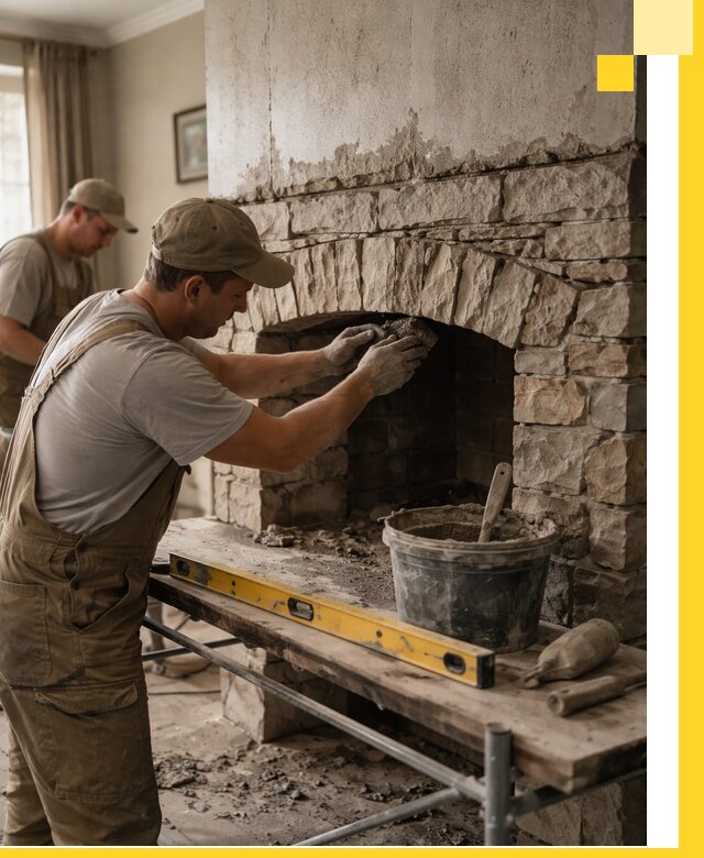 Изготовление каминов под ключ в Таре, монтаж и отделка