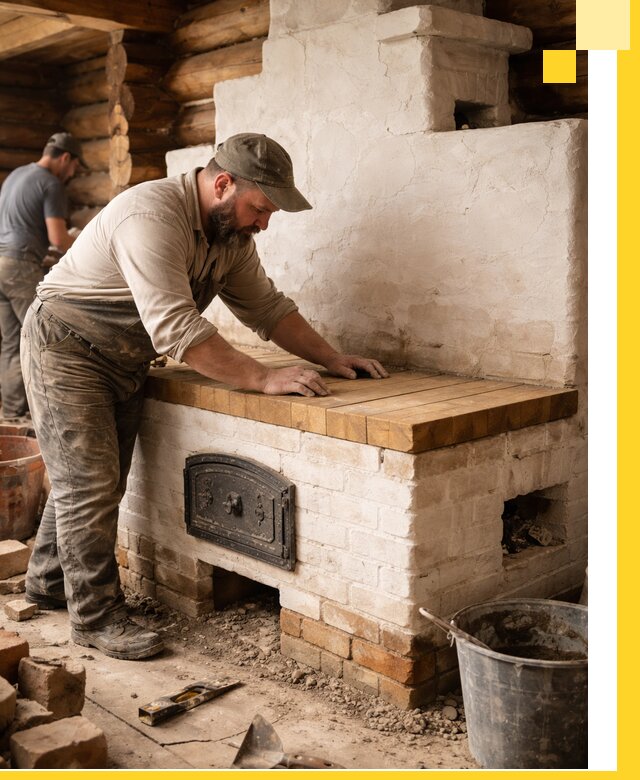 Проектирование и установка русской печи с лежанкой в Таре