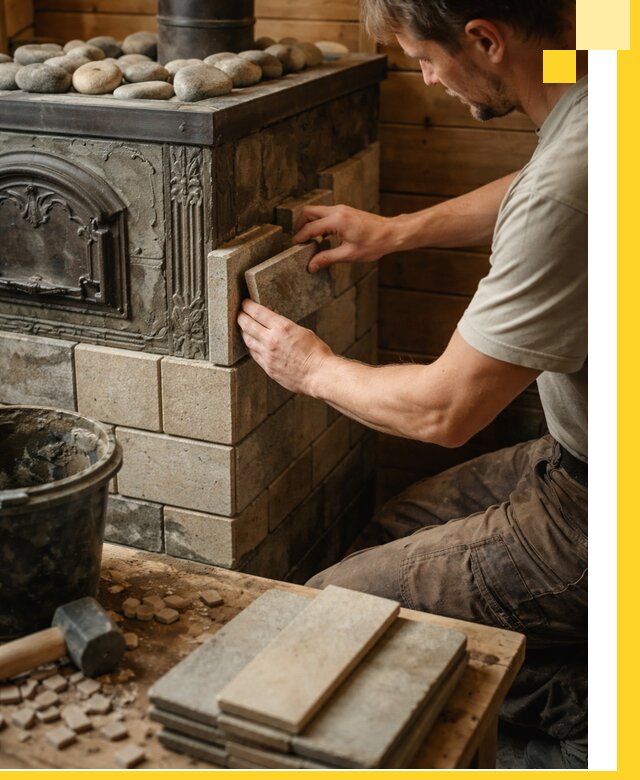 Облицовка банных печей в Таре профессиональная отделка