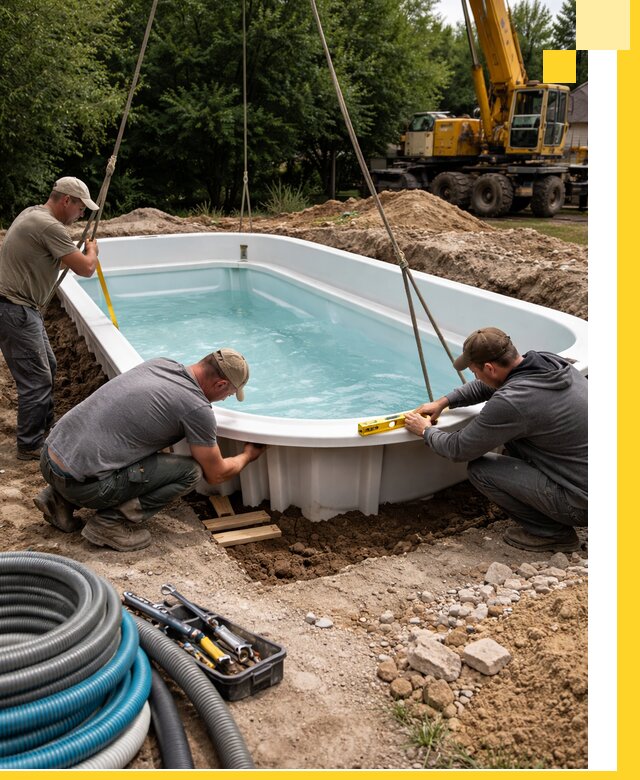 Установка и монтаж композитных бассейнов под ключ в Таре