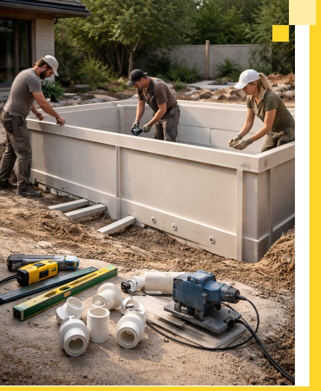 Установка полипропиленовых бассейнов под ключ в Таре