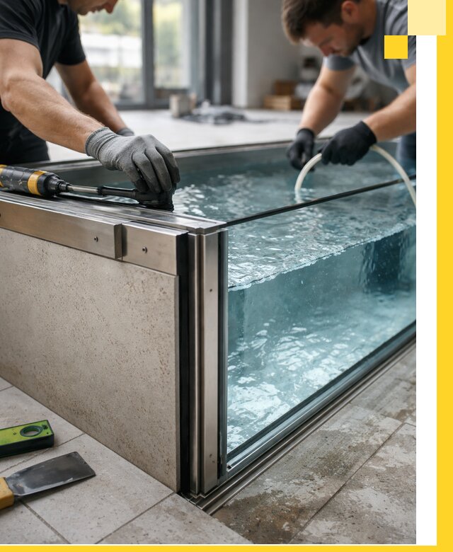 Проектирование и монтаж стеклянных бассейнов в Таре