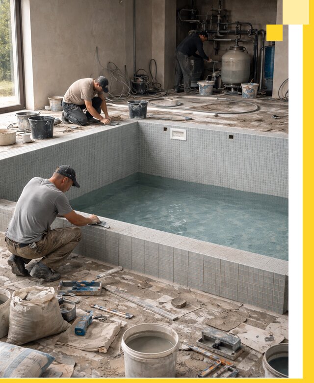 Строительство и монтаж бассейнов в помещении в Таре