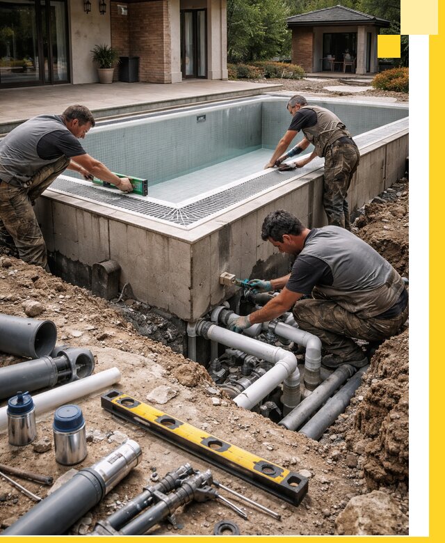 Строительство переливных бассейнов в Таре под ключ