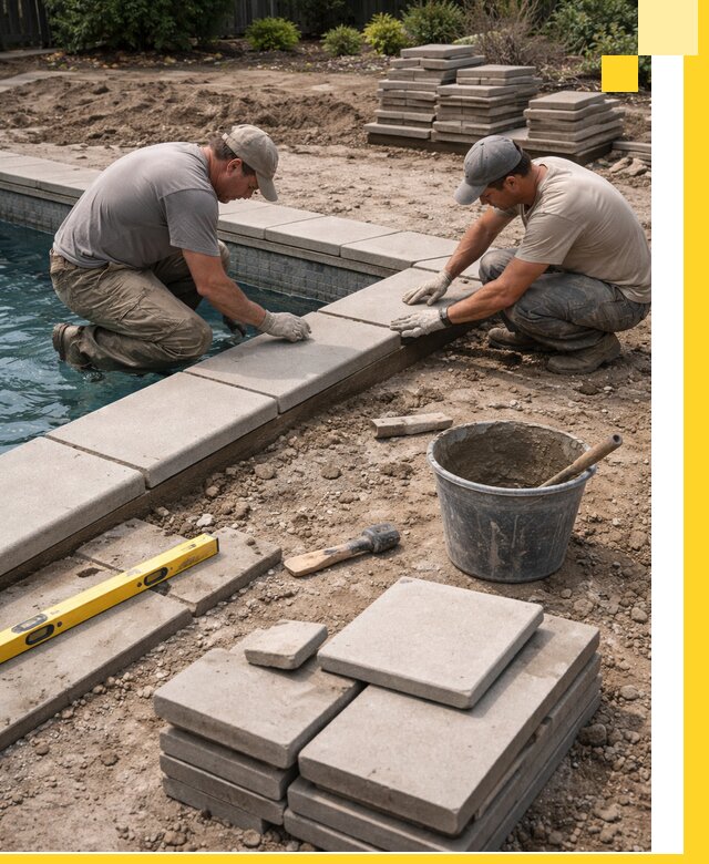 Установка и изготовление копингового камня для бассейнов в Таре