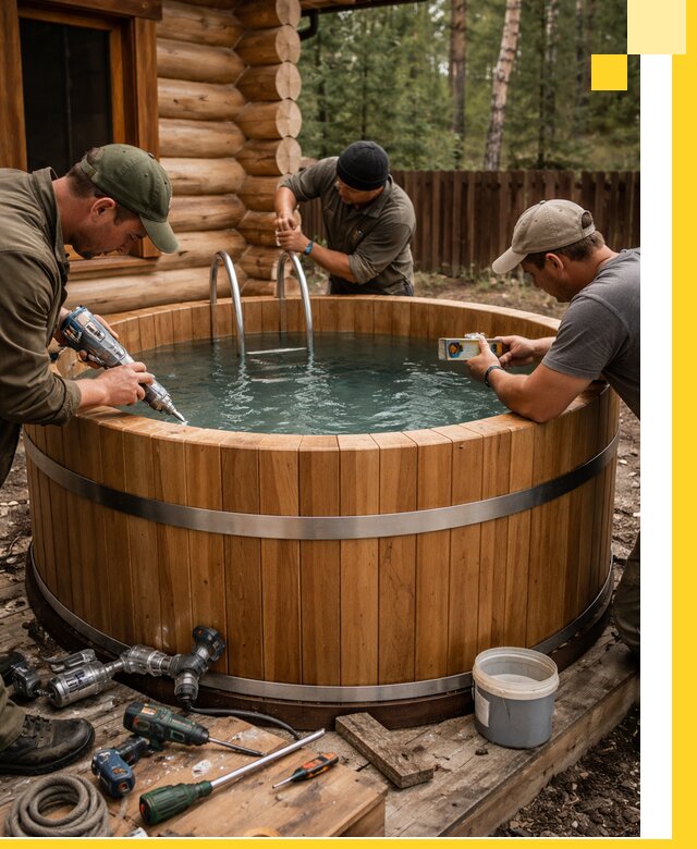 Строительство бань с купелью под ключ и отделкой в Таре