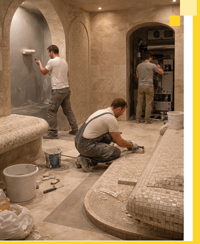 Строительство бани с хамамом и бассейном под ключ в Таре