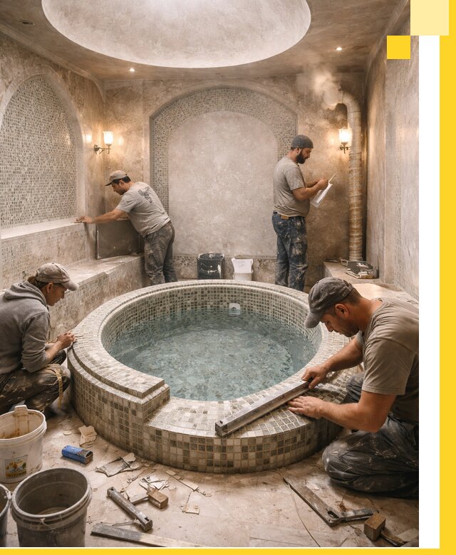 Профессиональное строительство хамама с бассейном в Таре под ключ