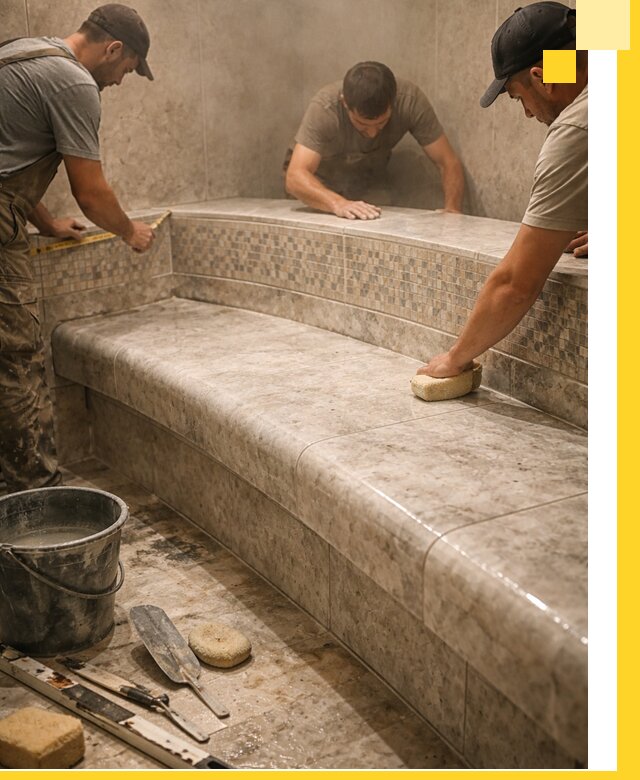 Изготовление и установка сидений для хамама в Таре