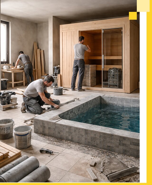 SPA зоны под ключ с бассейном сауной и печью в Таре